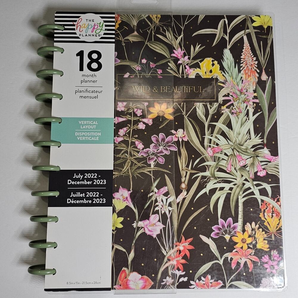 Happy Planner Wild & Beautiful Big Size Vertical Format 18 Mo July 2022-Dec 2023